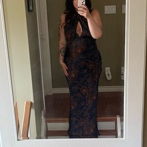 Elegant park & fifth long Halter Dress wedding guest